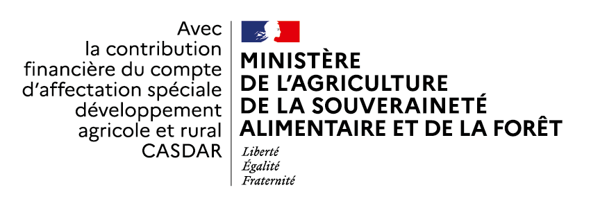 Logo : avec la contribution financière du compte d'affectation spéciale développement agricole et rural casdar Ministère de l'Agriculture de la souveraineté alimentaire et de la forêt