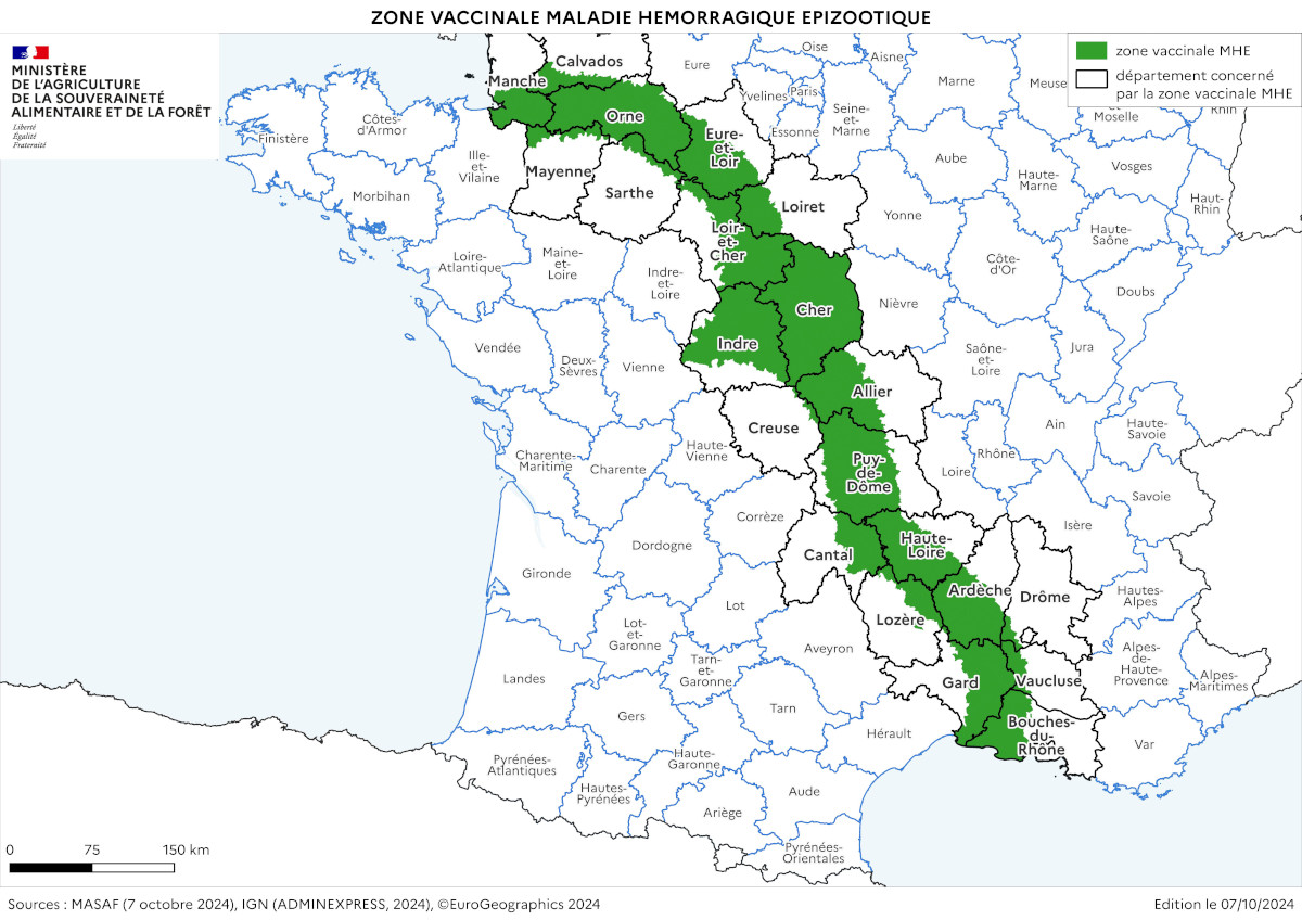 Cartographie de la zone vaccinale MHE