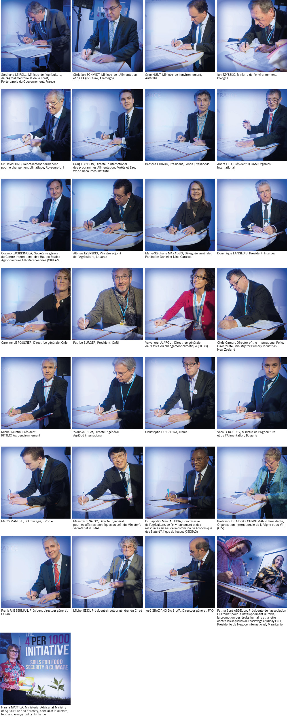 Photos des signataires présents le 1er décembre 2015