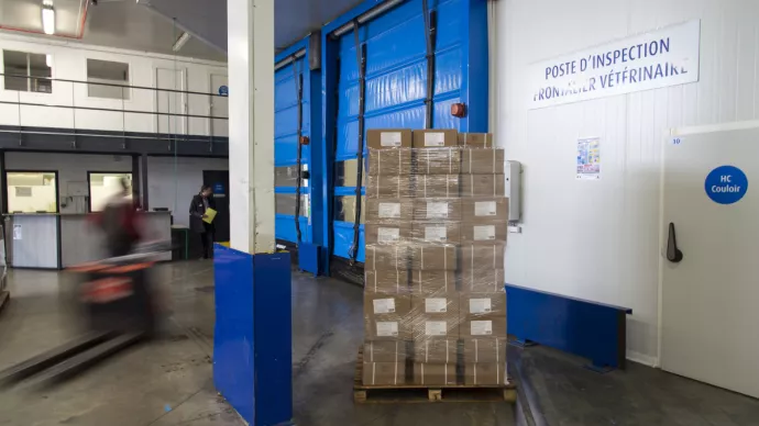 Hangar de transit des marchandises pour inspection 