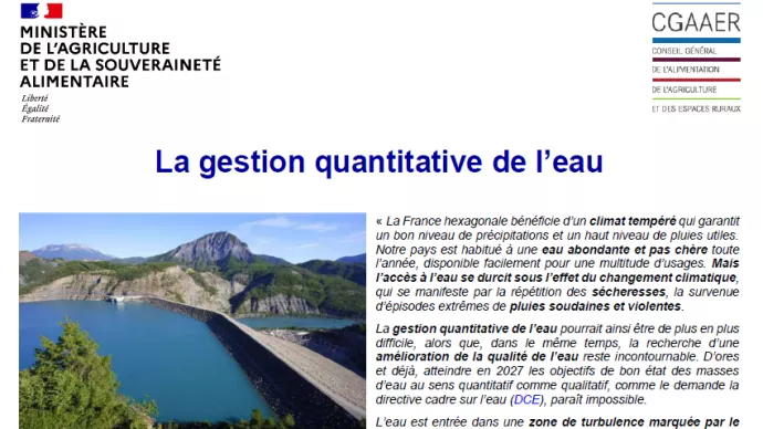 La gestion quantitative de l'eau