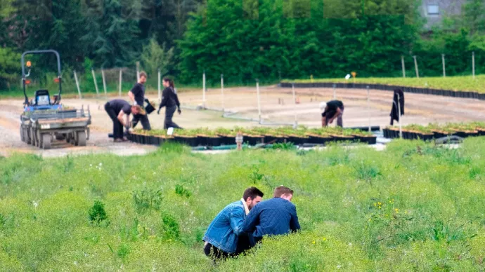 Elèves dans une exploitation agricole