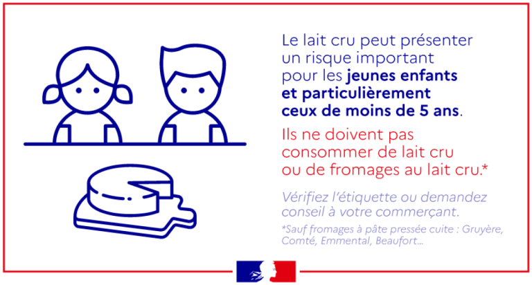 Visuel rappel des précautions à prendre concernant les fromages à base de lait cru